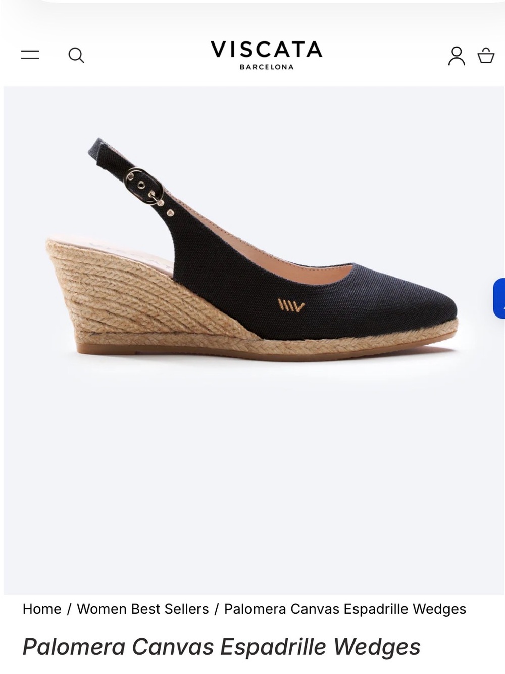 Viscata Black Canvas Palomera Wedge Slingbacks